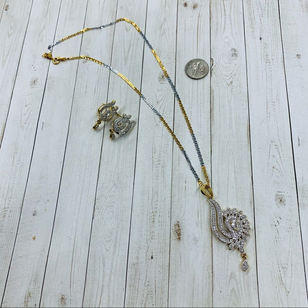 Gold and Silver Plated Crystal Drop‎ Necklace Earrings Set